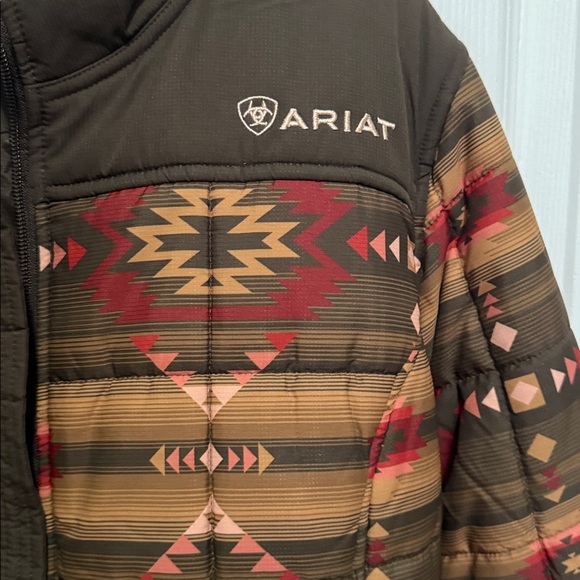 Ariat Crius Insulated Jacket Womens Size Medium Brown Aztec Print Extra Pockets - Picture 3 of 10